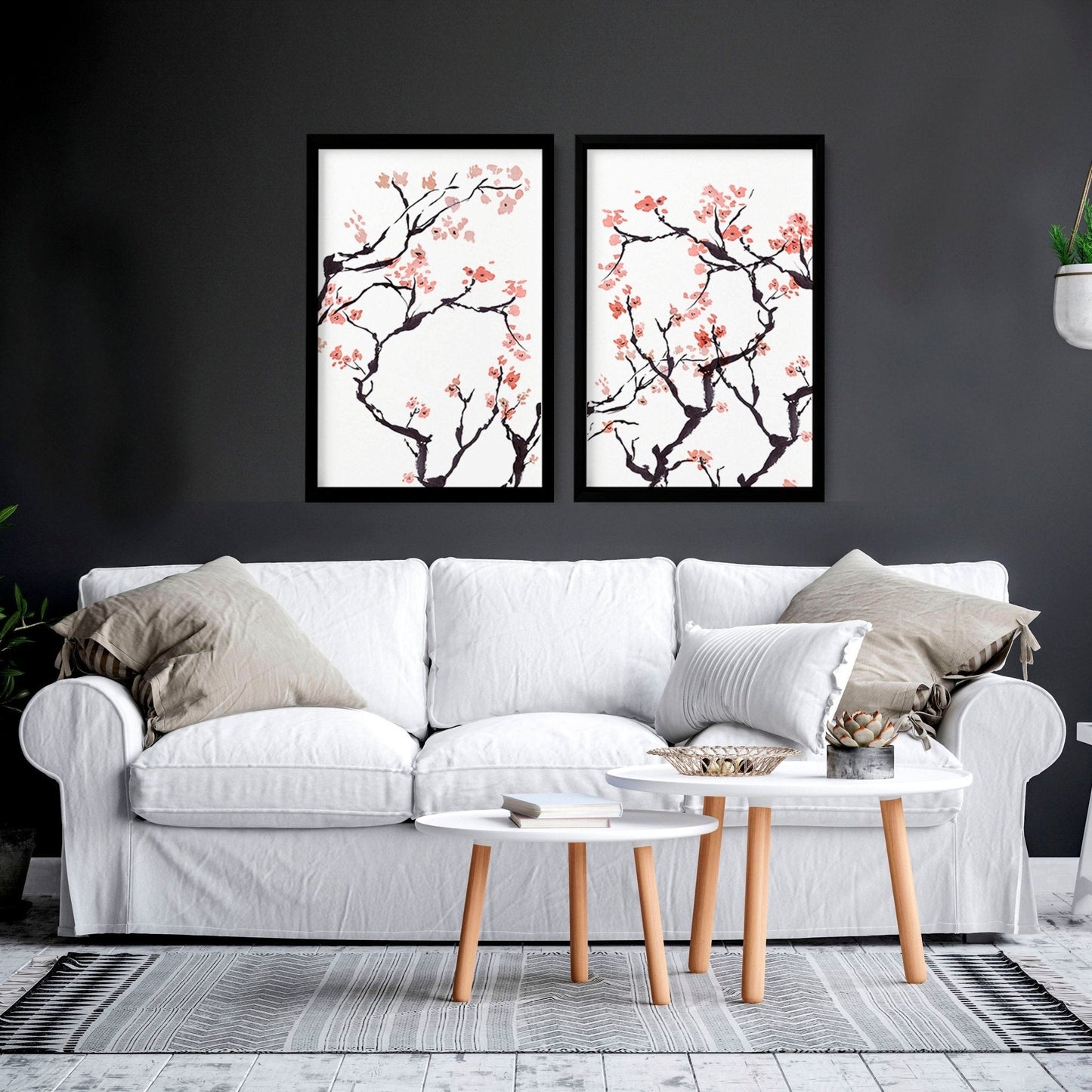 Cherry blossoms wall art | Set of 2 wall art prints
