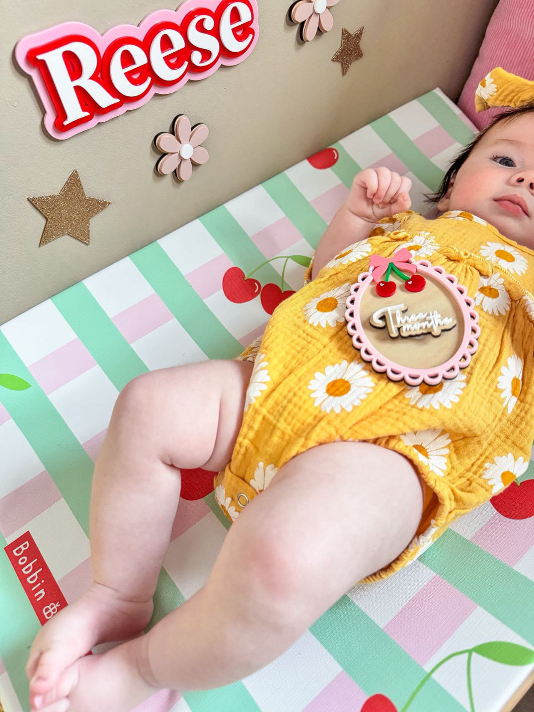 Anti-Roll Wedge Baby Changing Mat - Cherry