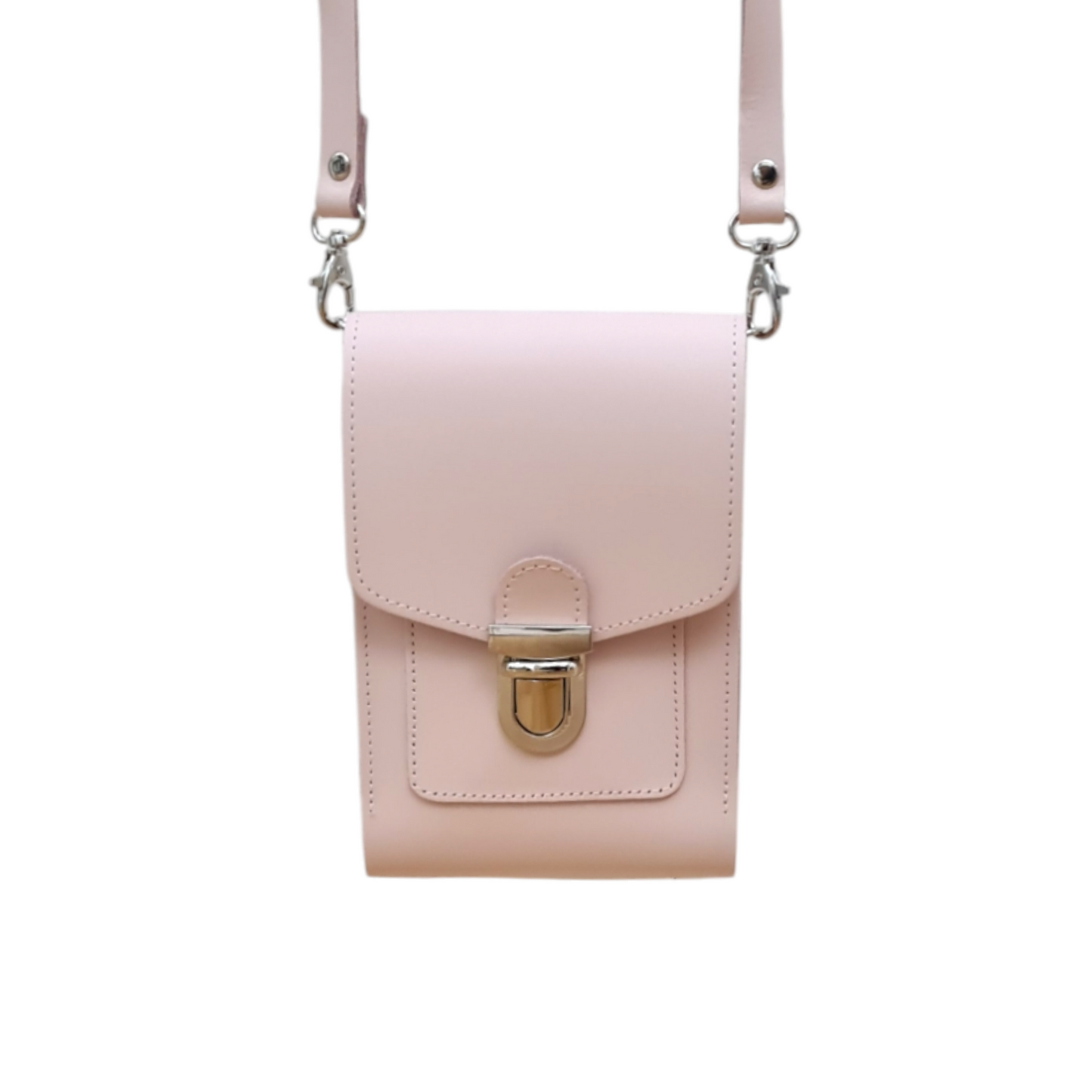 Leather Push Lock Crossbody Phone Case - Cherry Blossom