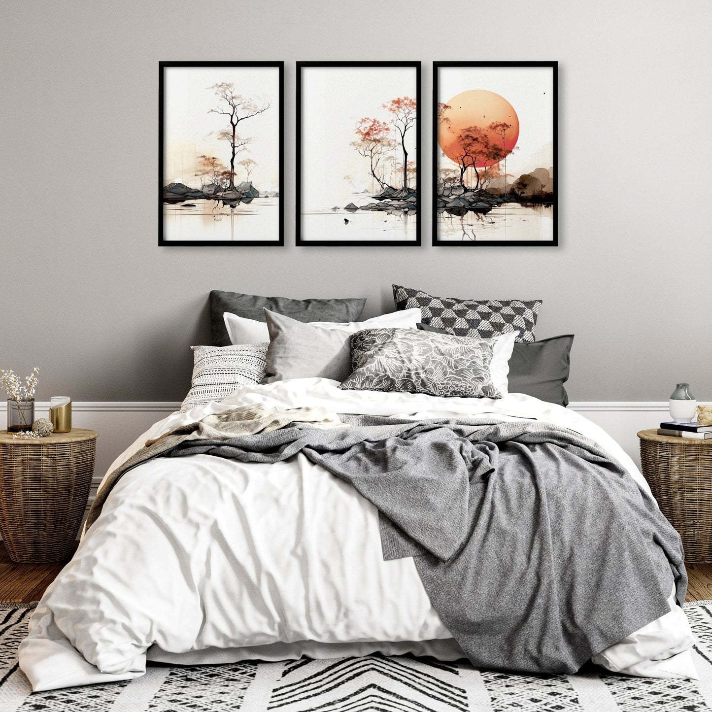 Chinese Wall Art | Set of 3 Asian Inspired Wall art Prints