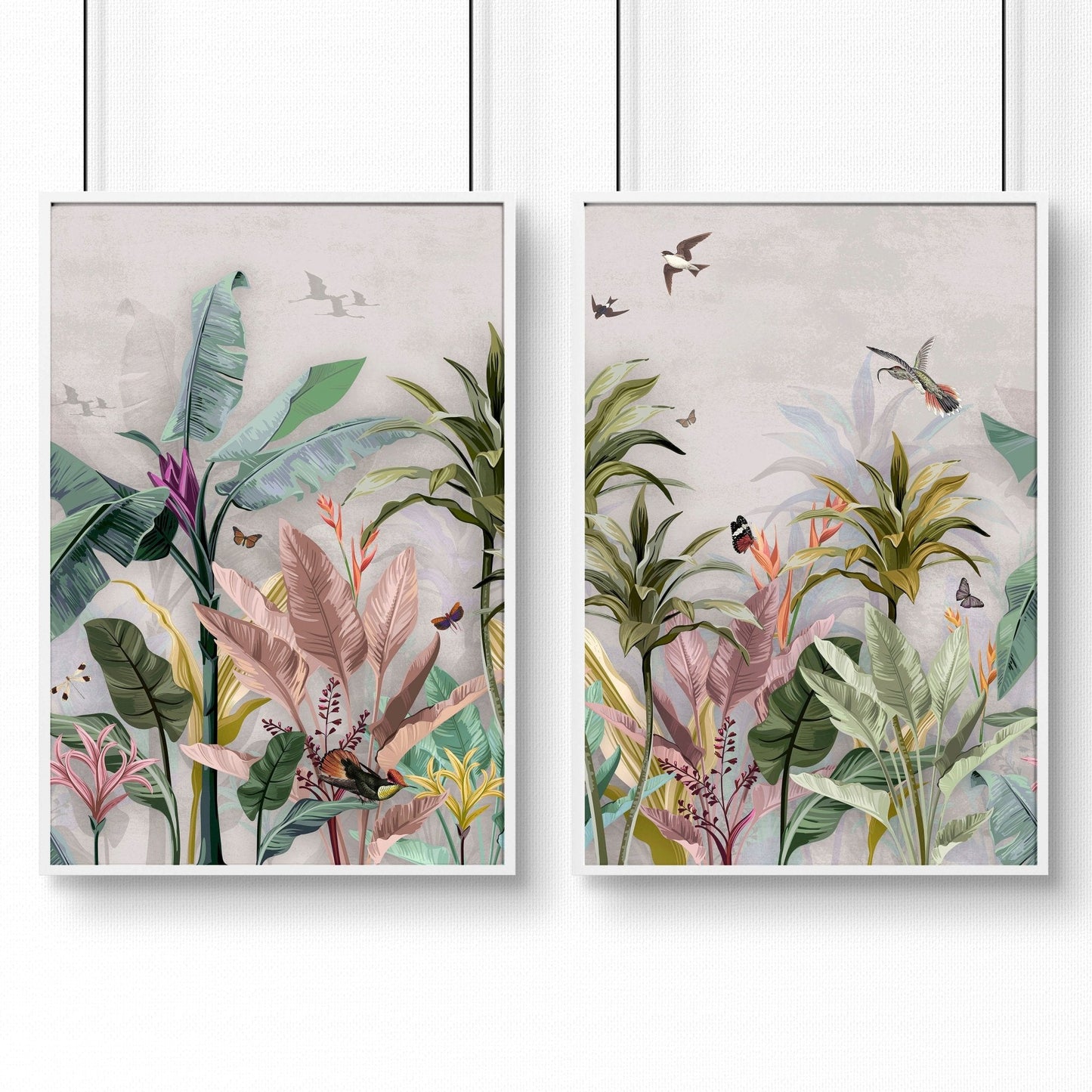 Pictures for bathroom | set of 2 Chinoiserie wall art prints