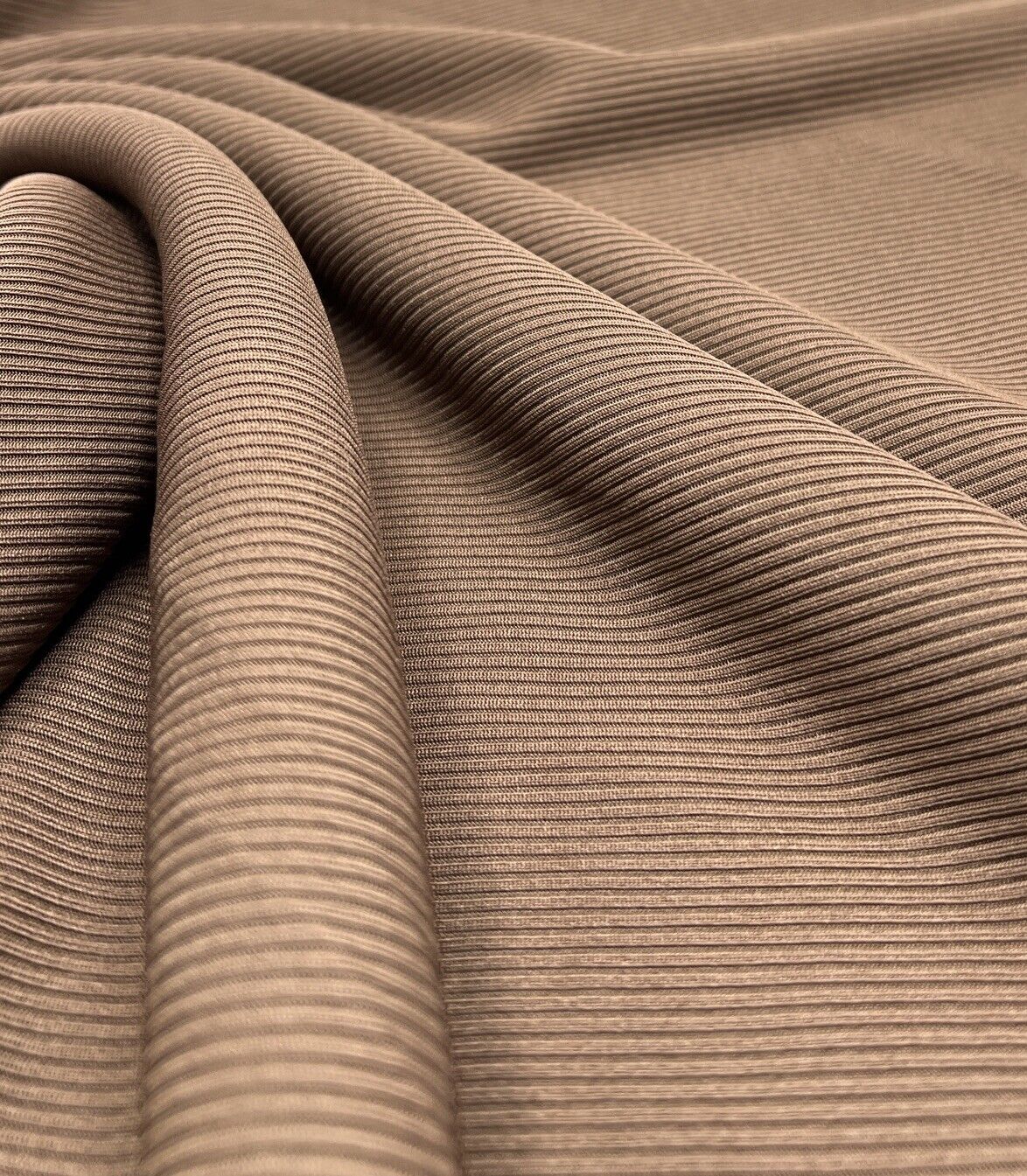 Chocolate 2X1 Fine Rib Stretch Fabric