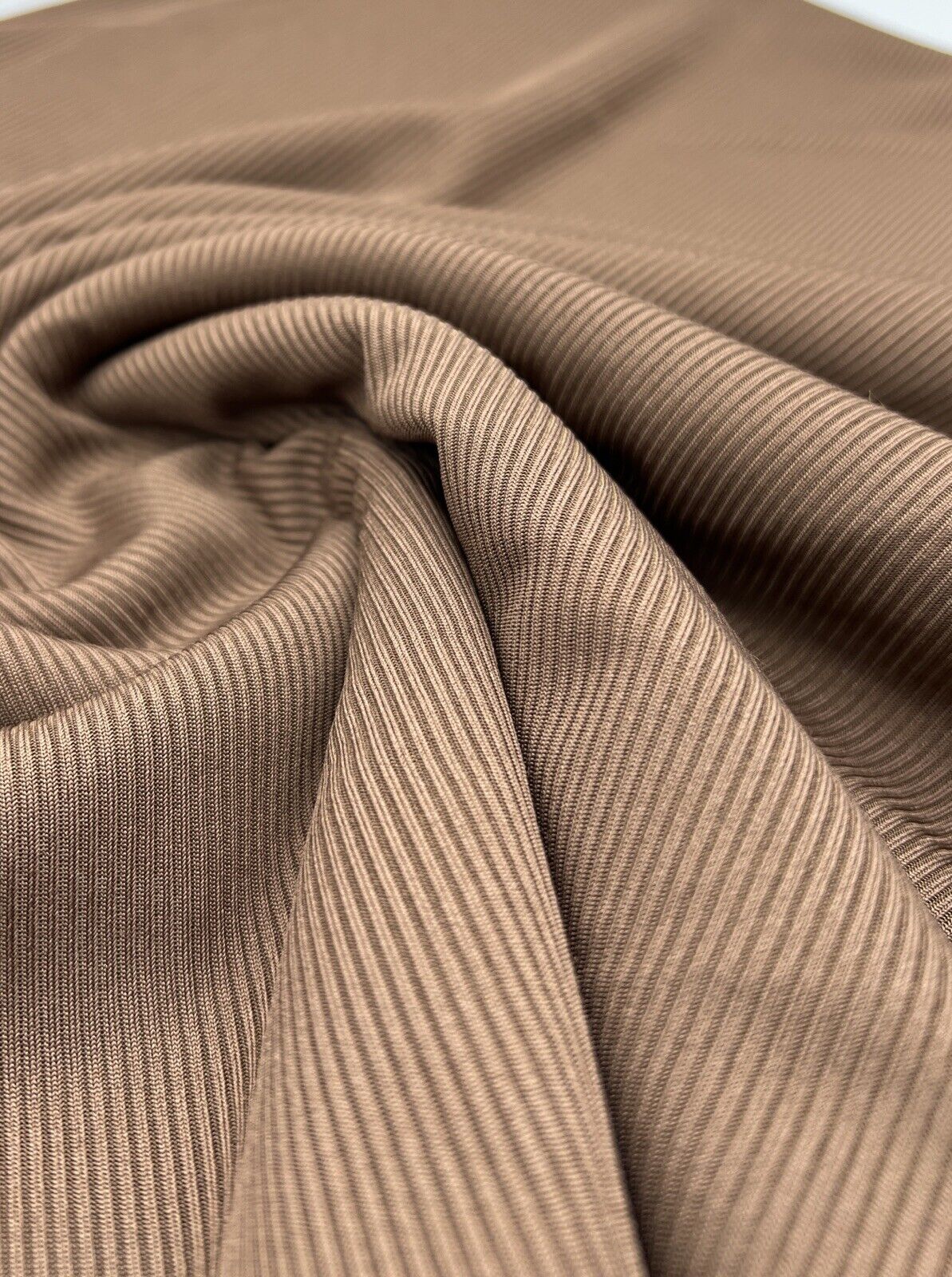 Chocolate 2X1 Fine Rib Stretch Fabric