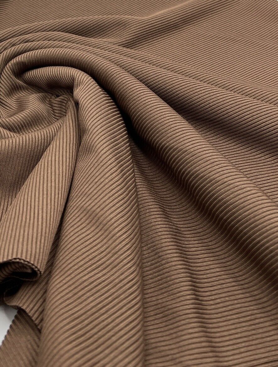 Chocolate 2X1 Fine Rib Stretch Fabric