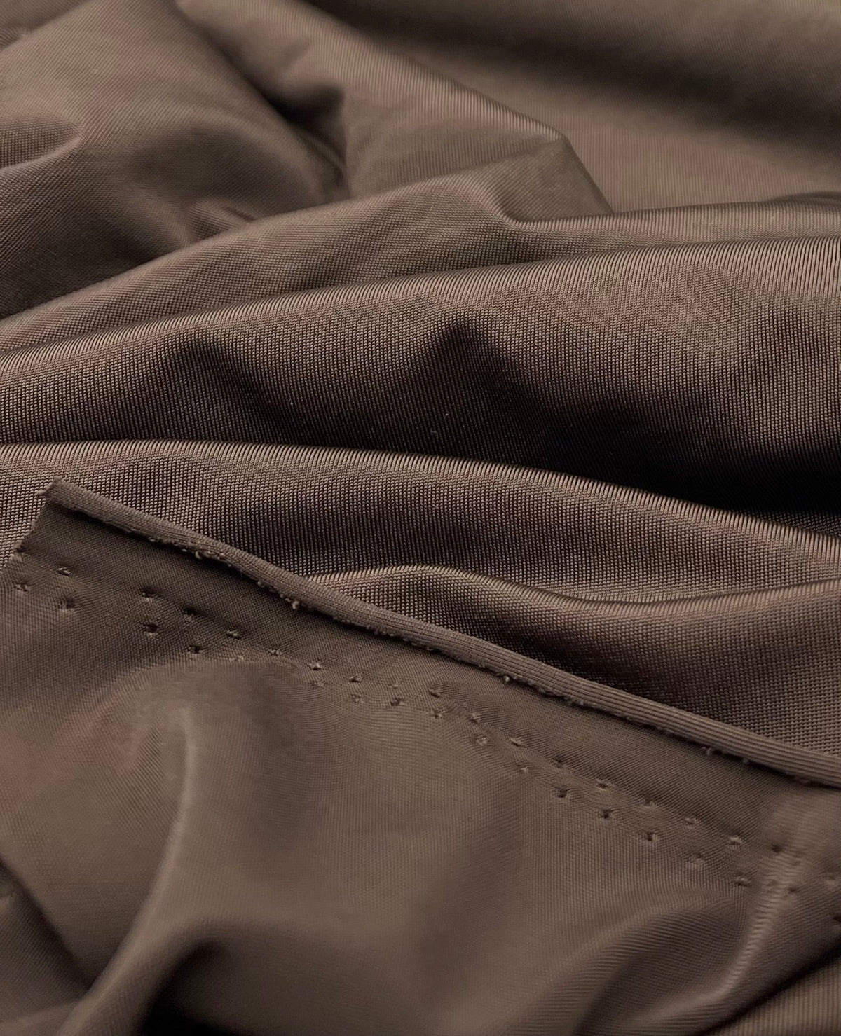 Chocolate Plain Shiny Soft Touch Slinky 4 Way Stretch Fabric