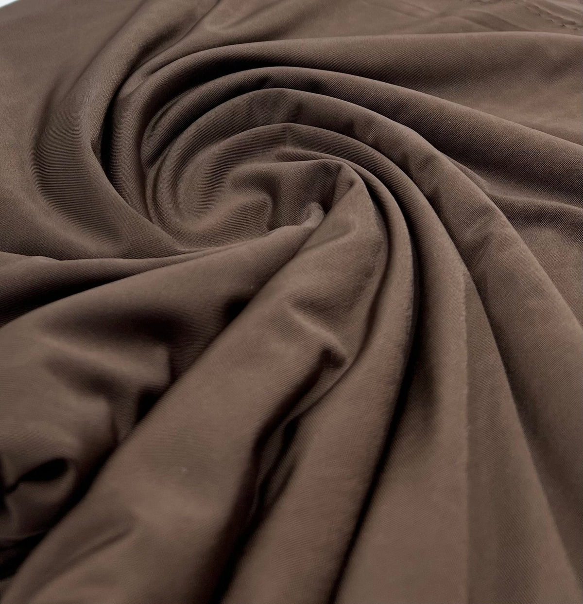 Chocolate Plain Shiny Soft Touch Slinky 4 Way Stretch Fabric