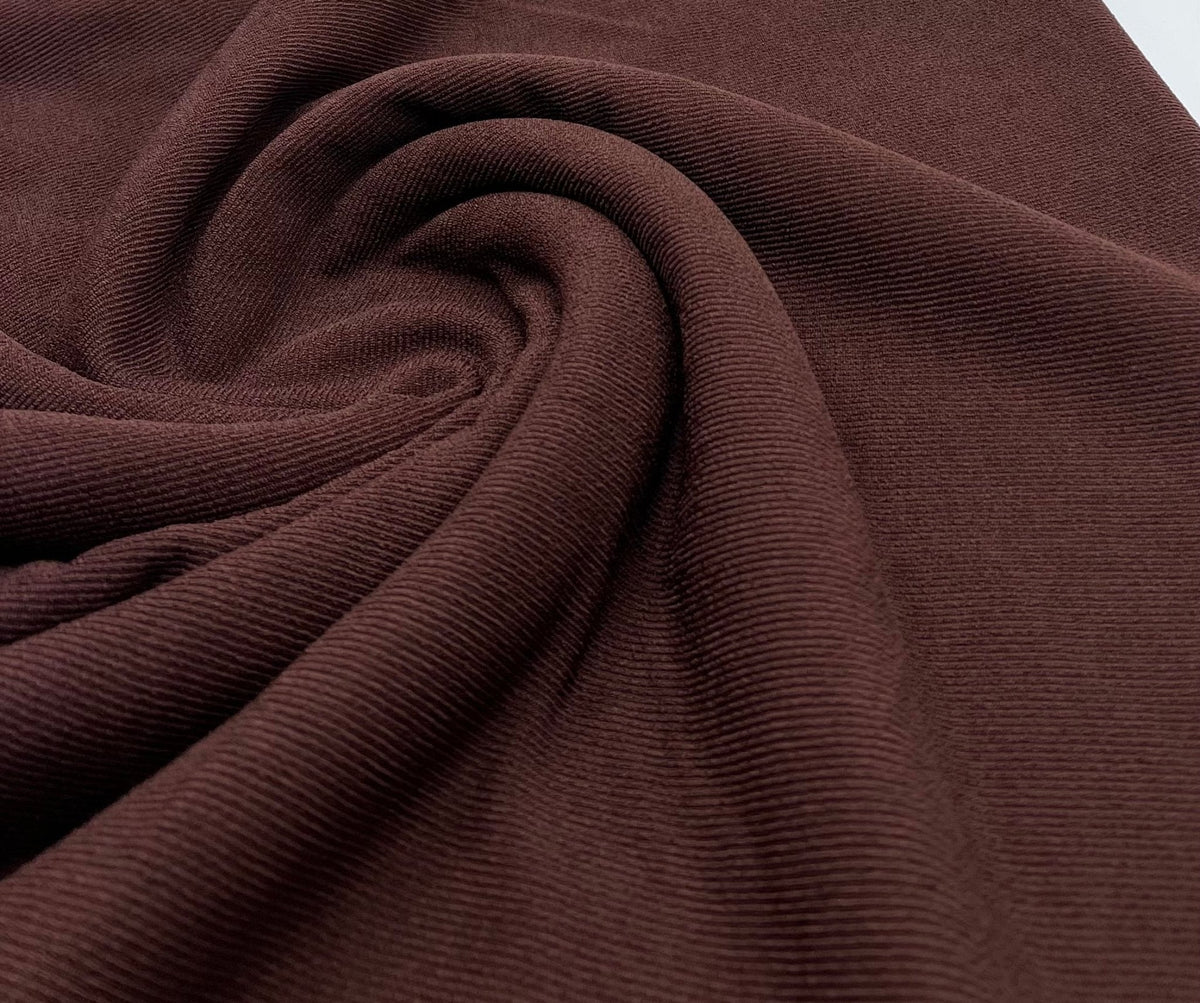 Chocolate Fine Rib Stretch Fabric