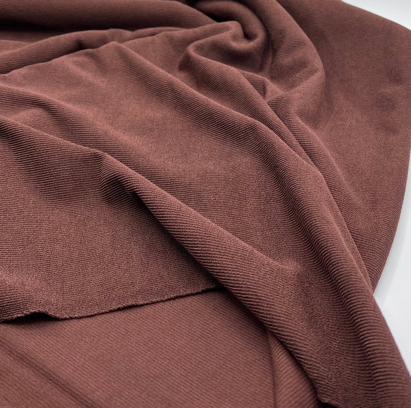 Chocolate Fine Rib Stretch Fabric