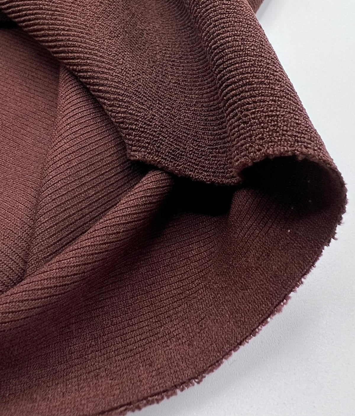 Chocolate Fine Rib Stretch Fabric