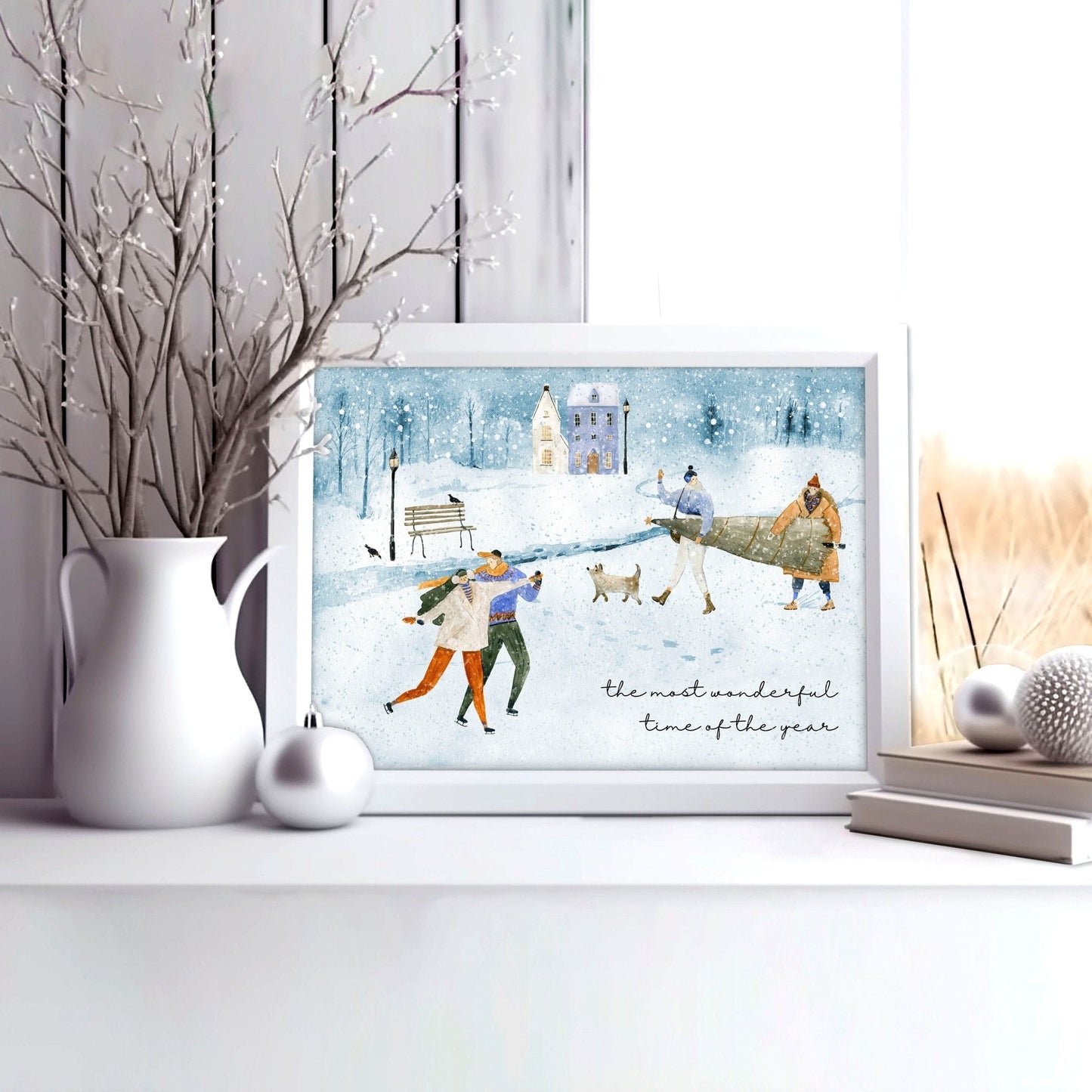 Cute Christmas decor wall art print