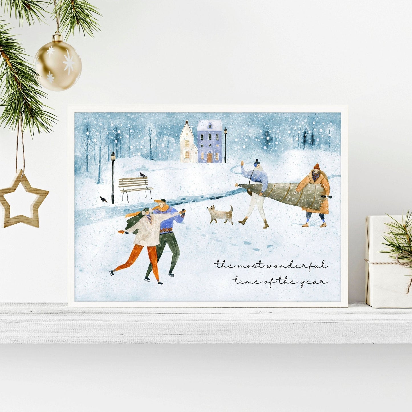 Cute Christmas decor wall art print
