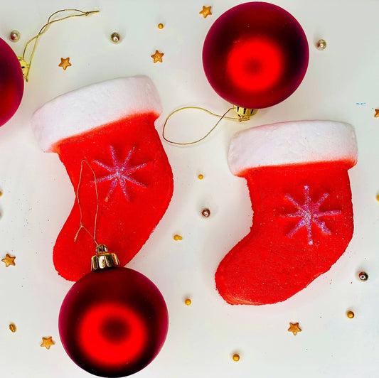 Christmas Stocking Bath Bomb with Hidden Colour