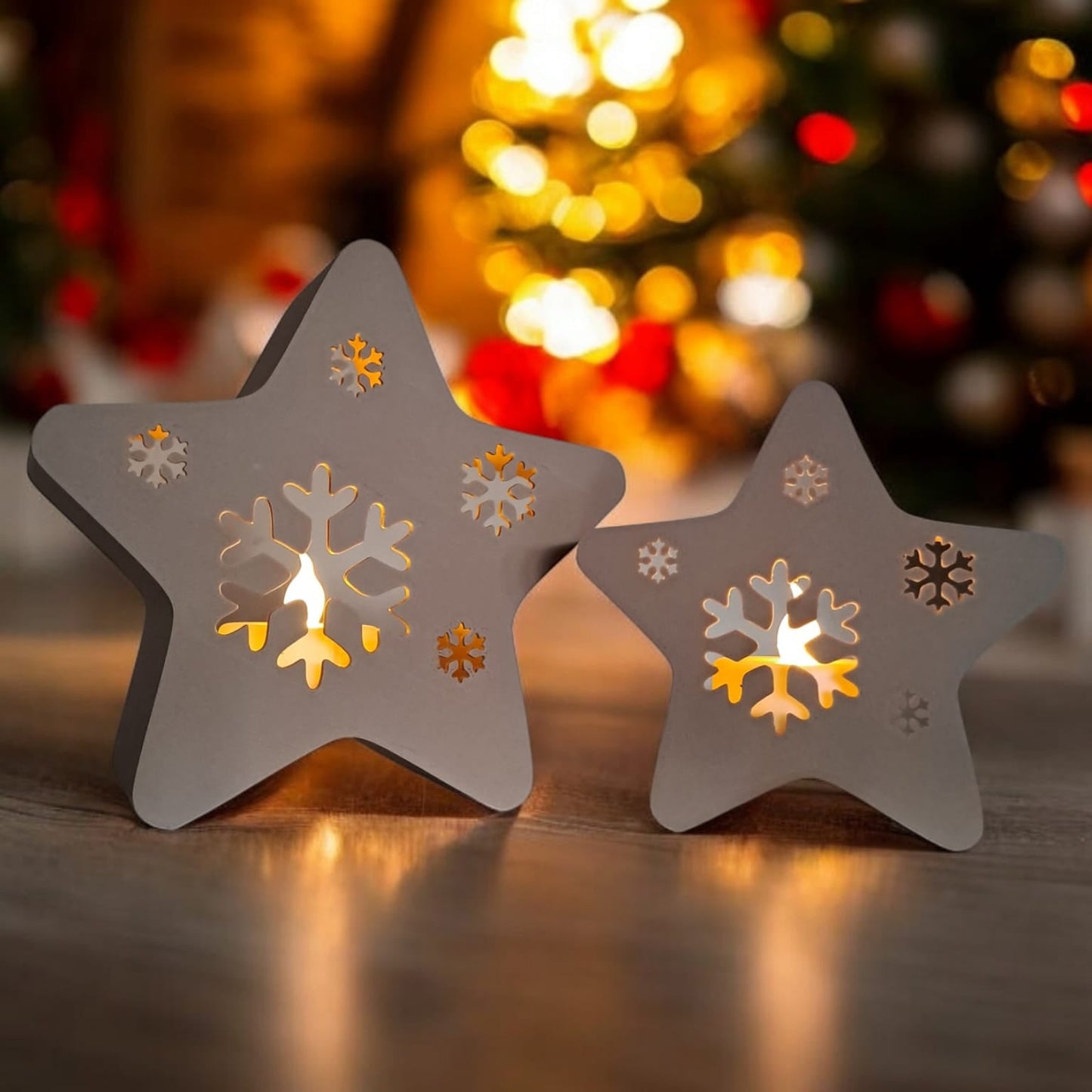 Twinkle Snowflakes LED Tealight Stars - Festive Home Decor