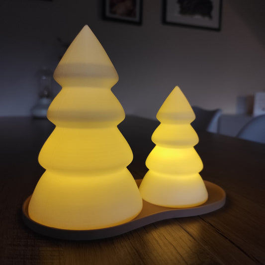 3D Printed Christmas Tree Tealight Holder Set - Festive Xmas Decor
