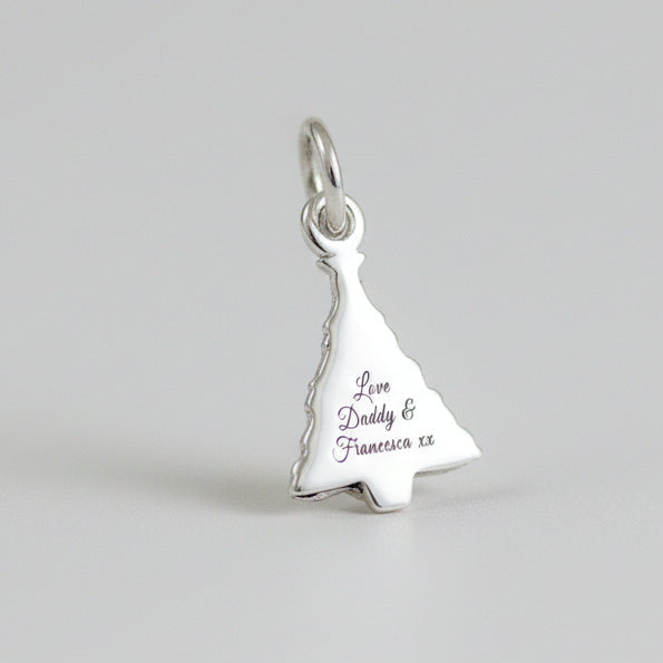 Christmas Tree Personalised Silver Charm