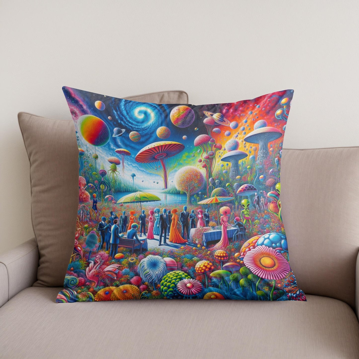 Galactic Garden Gala Cotton Cushion