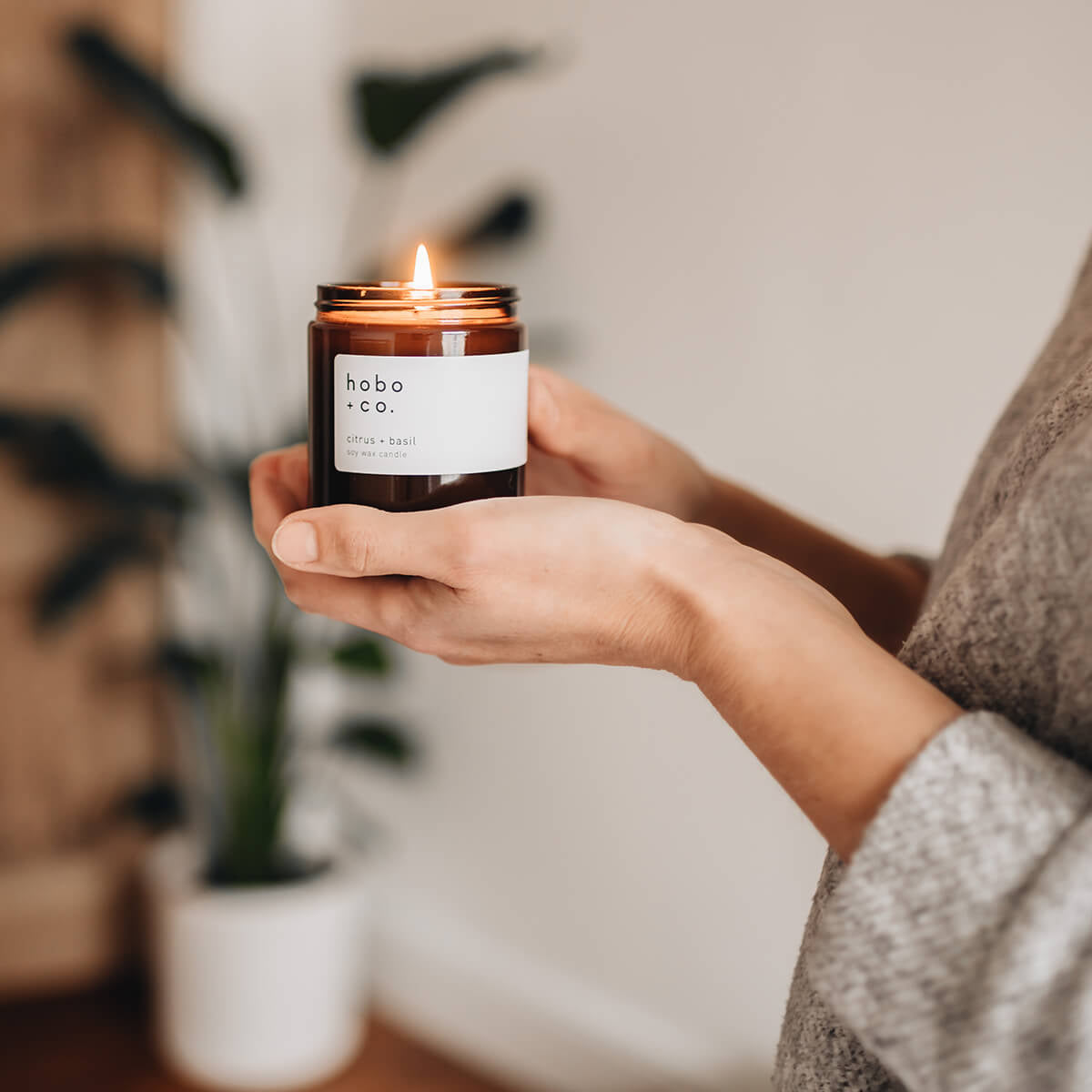 Glass Jar Citrus and Basil Candle