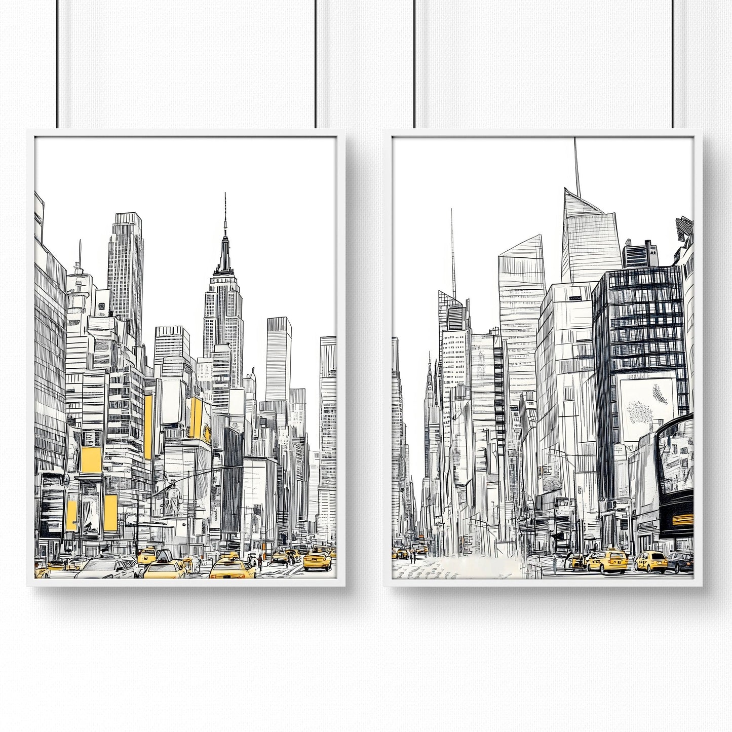 City Prints Wall Art | Set of 2 Urban Skyscrapers Wall art Prints
