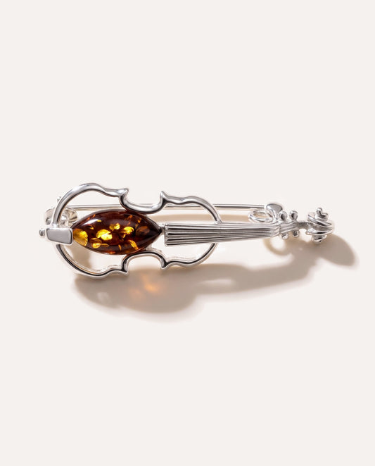 Classic Amber Violin Brooch