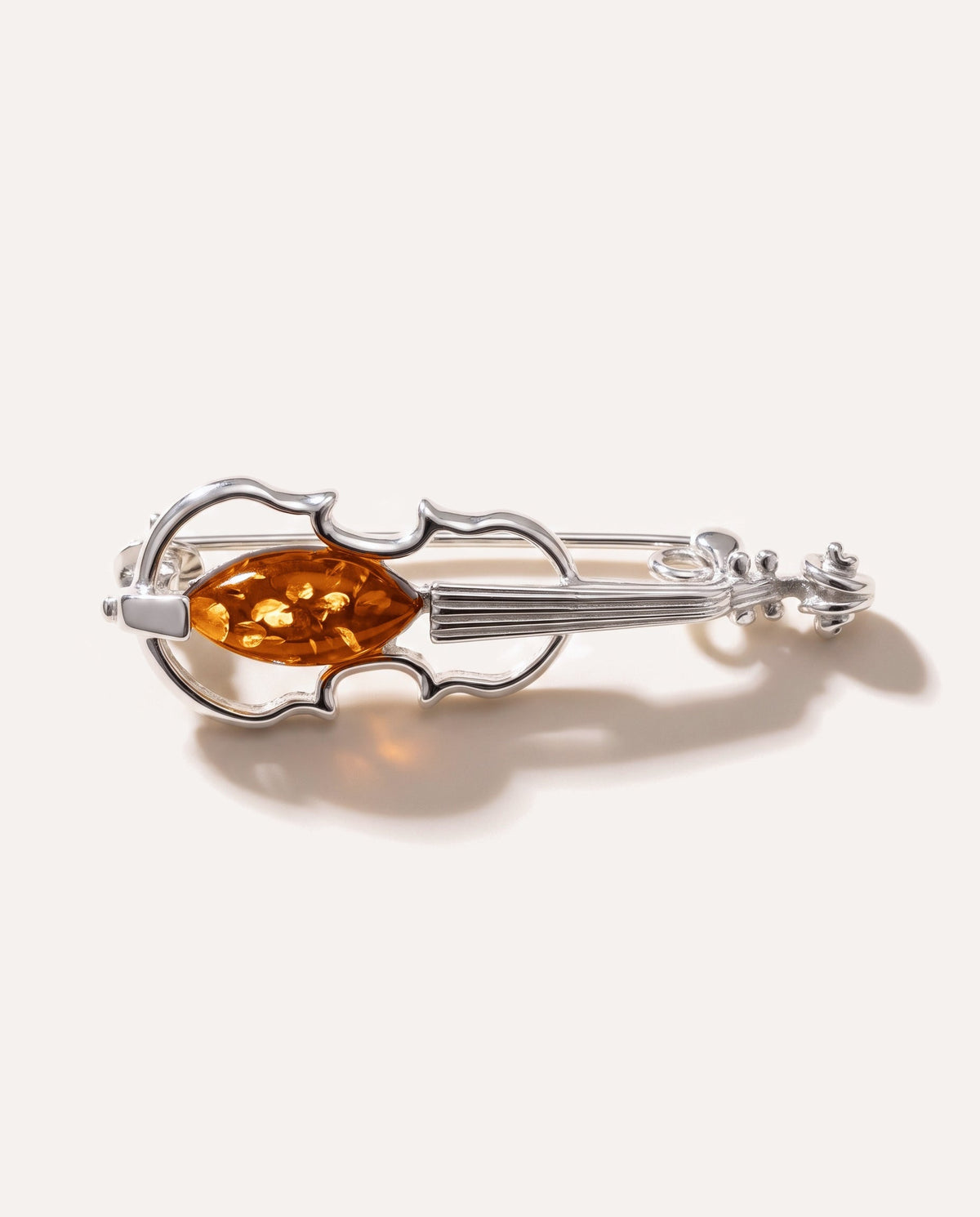 Classic Amber Violin Brooch