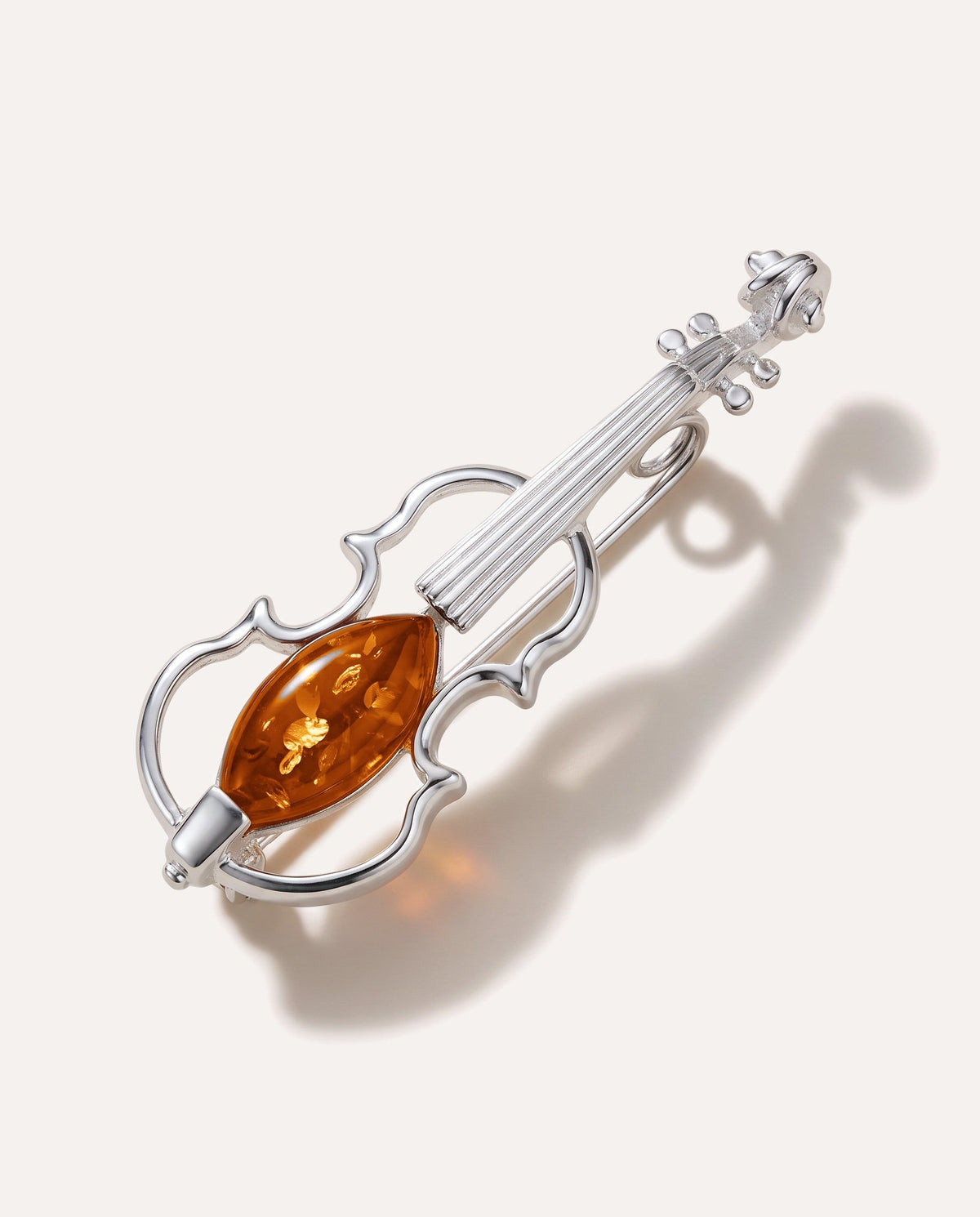 Classic Amber Violin Brooch