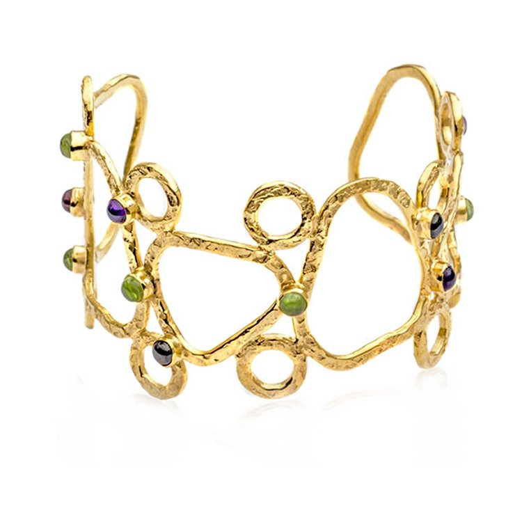 Thalia Sculptural Cuff with Amethyst, Peridot & Garnet