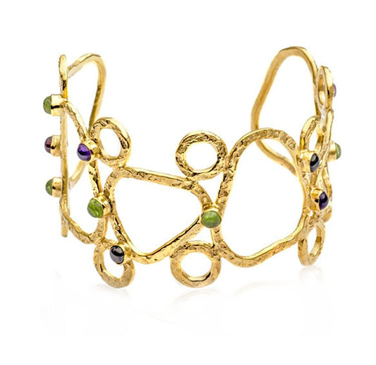 Thalia Sculptural Cuff with Amethyst, Peridot & Garnet