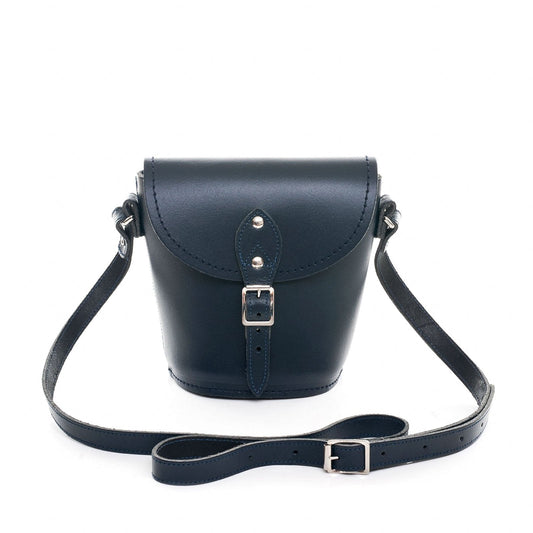 Handmade Leather Barrel Bag - Navy