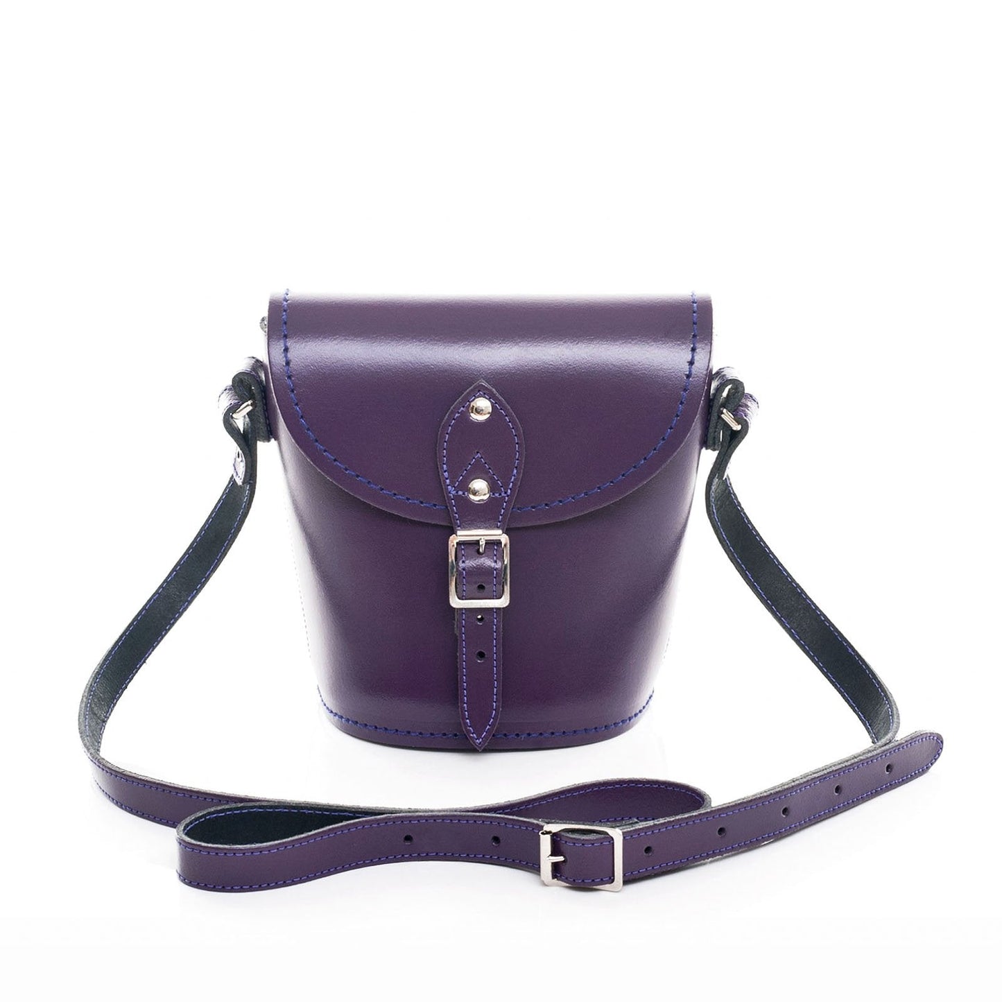 Handmade Leather Barrel Bag - Purple