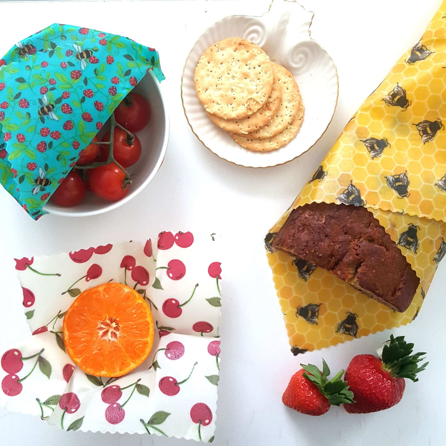Honey Bee Good Set of 3 Handmade Beeswax Wraps | Bees & Cherries