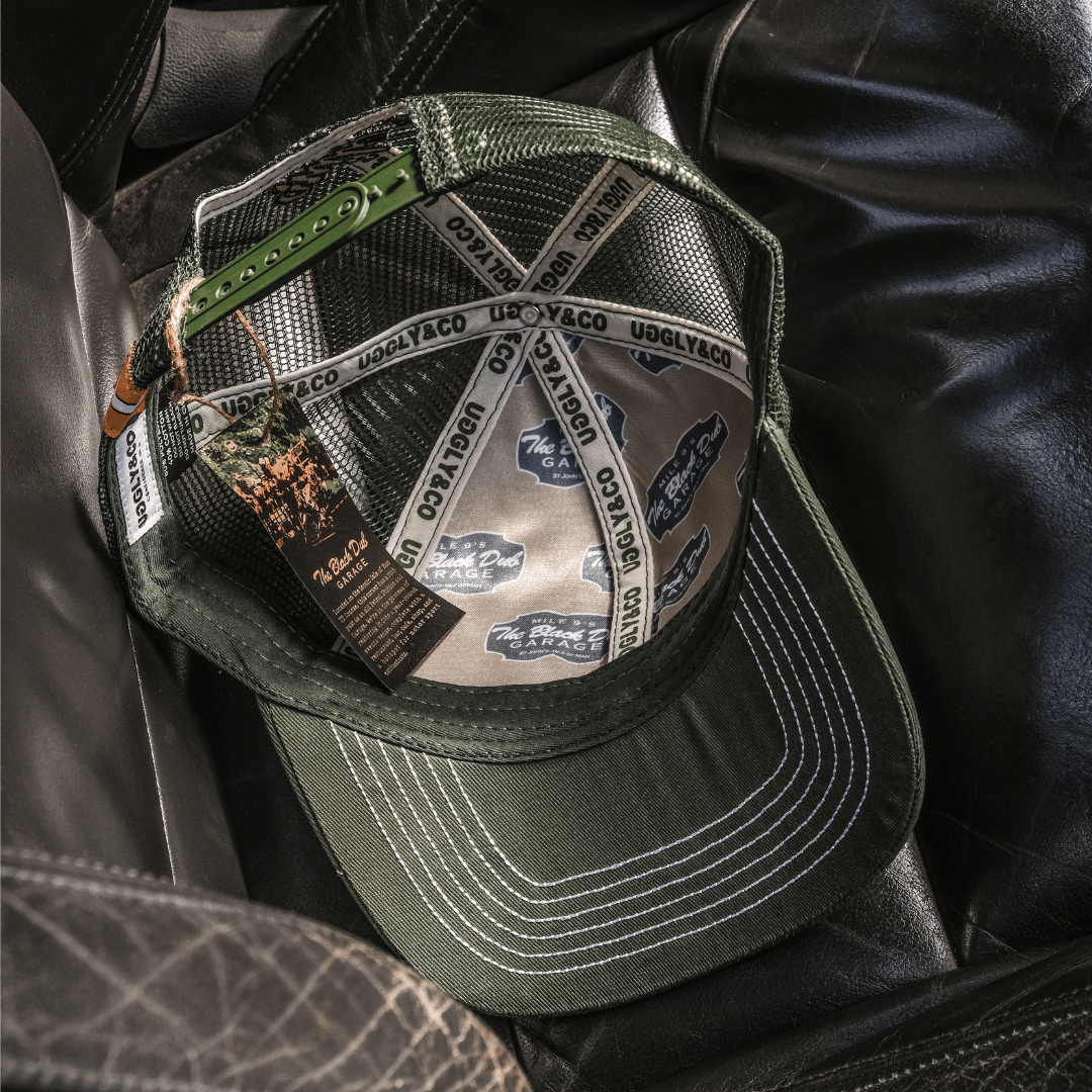 Green & Beige Black Dub Garage Trucker Hat