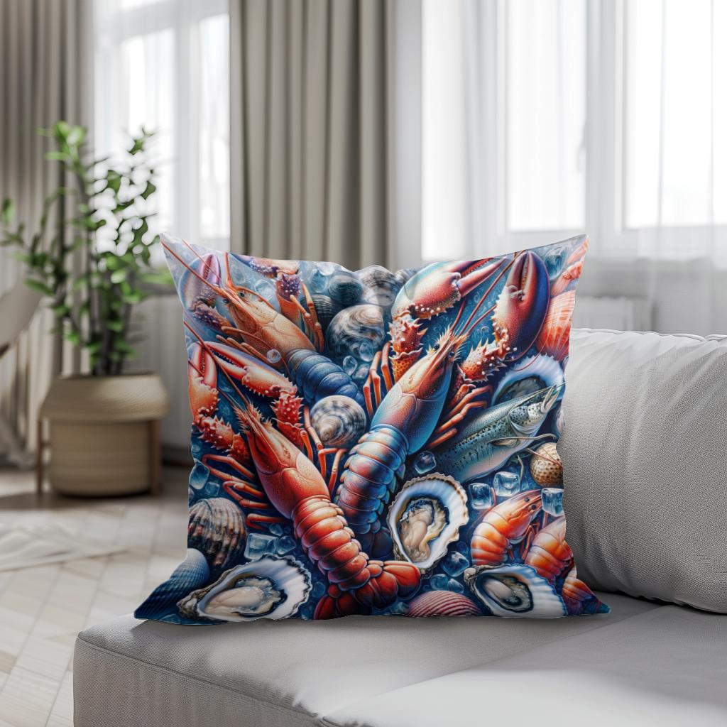 Seafood Elegance Cotton Cushion