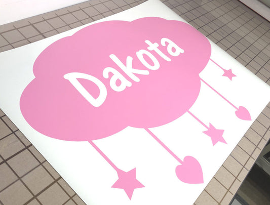 Cute Vinyl Name Sticker Cloud for Nursery