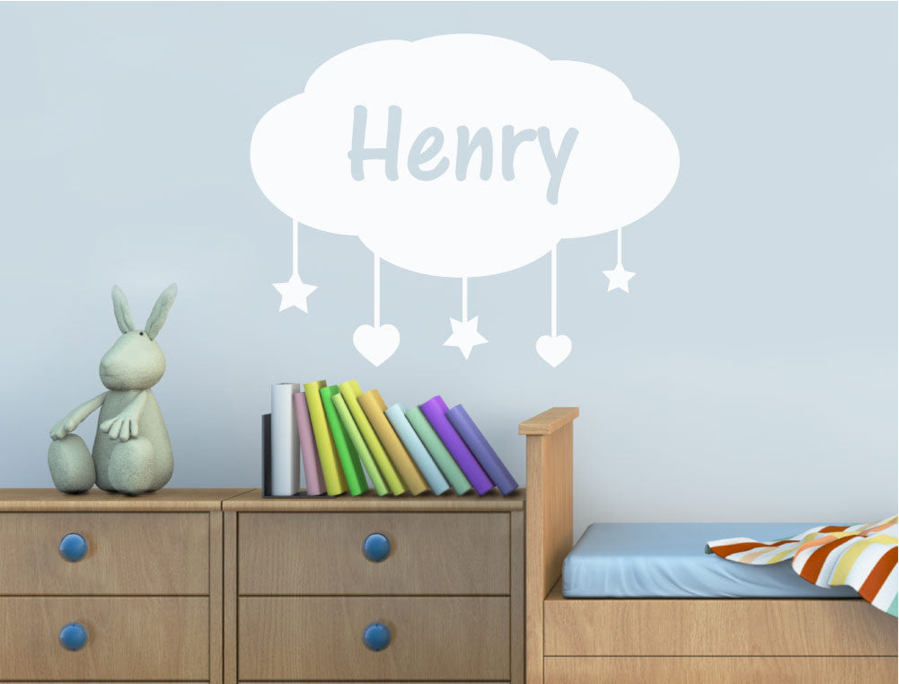 Cute Vinyl Name Sticker Cloud for Nursery