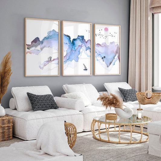 Art Prints Framed – Coastline Set of 3 Wall Art