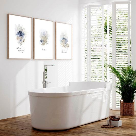 Pictures for bathrooms | set of 3 Coastal wall prints