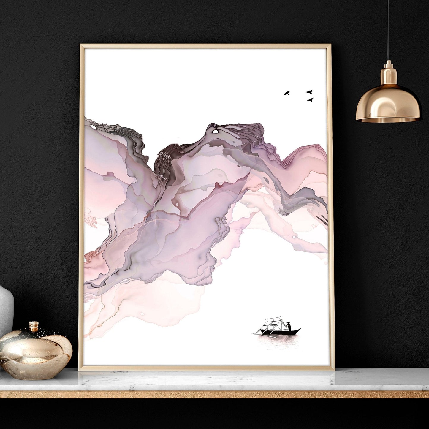 Framed coastal wall art for home office decor | set of 3 wall art