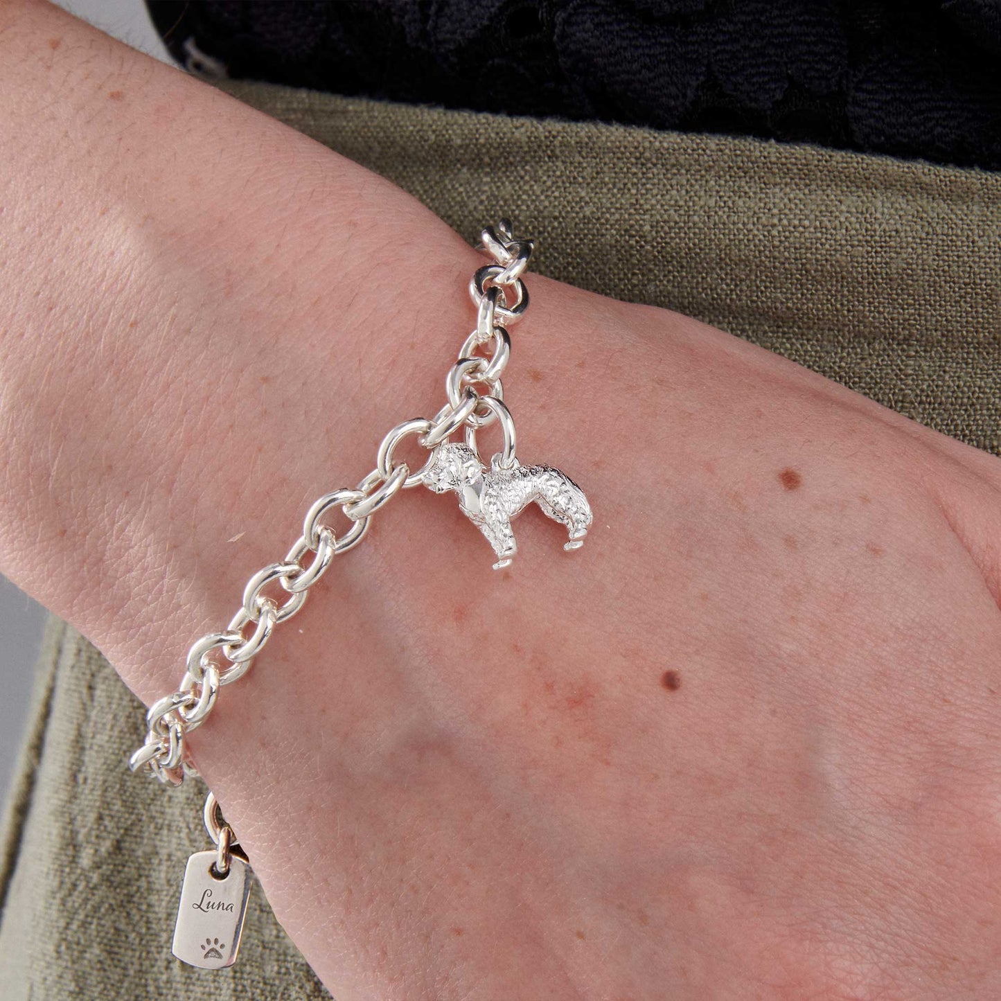 Cockapoo Silver Dog Charm Bracelet