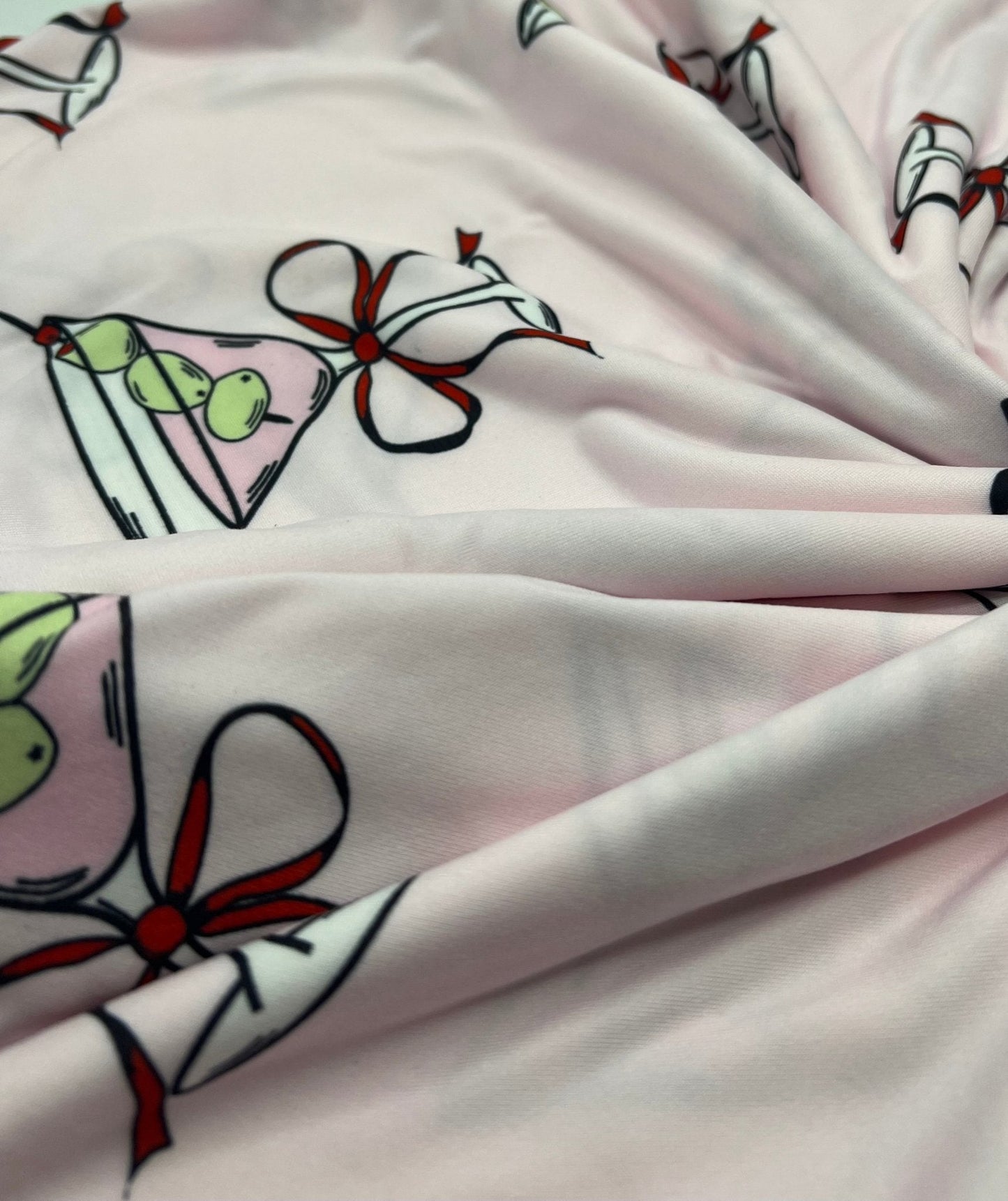 Cocktail Party Super Soft Print Spun Poly Stretch Fabric
