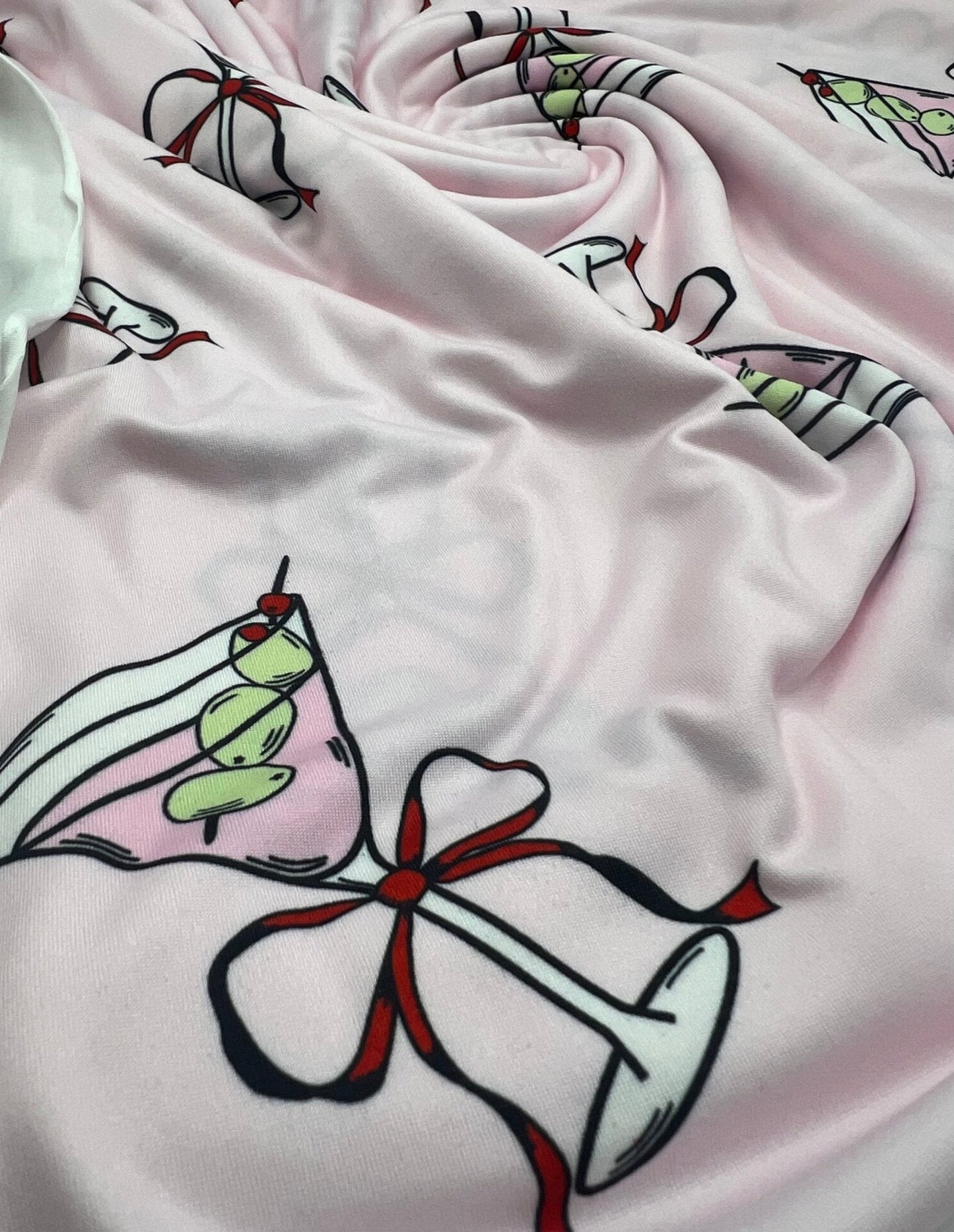 Cocktail Party Super Soft Print Spun Poly Stretch Fabric
