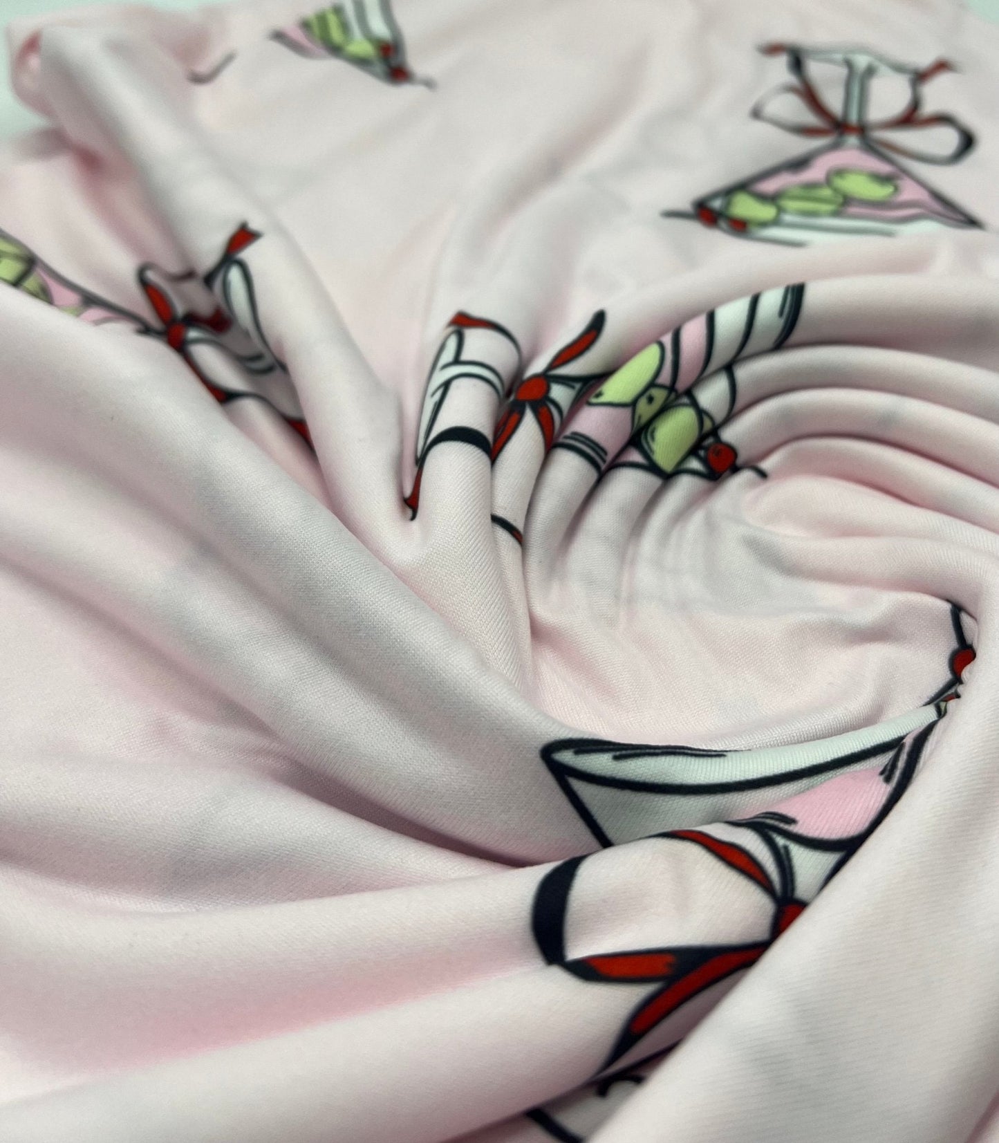 Cocktail Party Super Soft Print Spun Poly Stretch Fabric