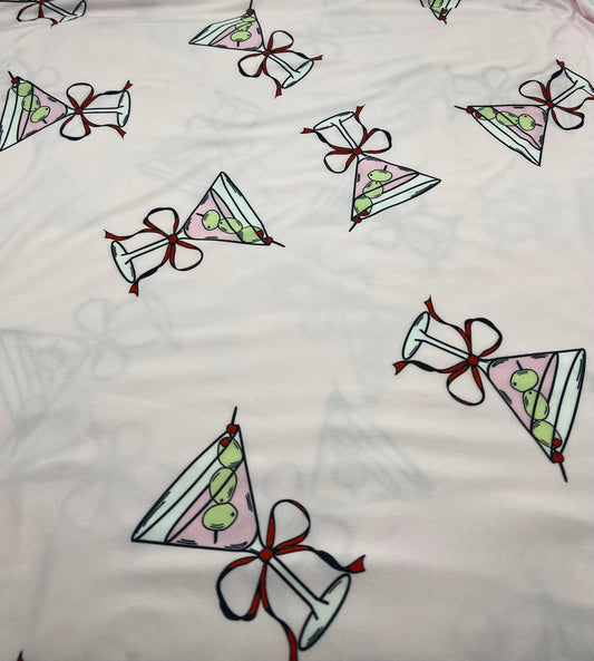 Cocktail Party Super Soft Print Spun Poly Stretch Fabric