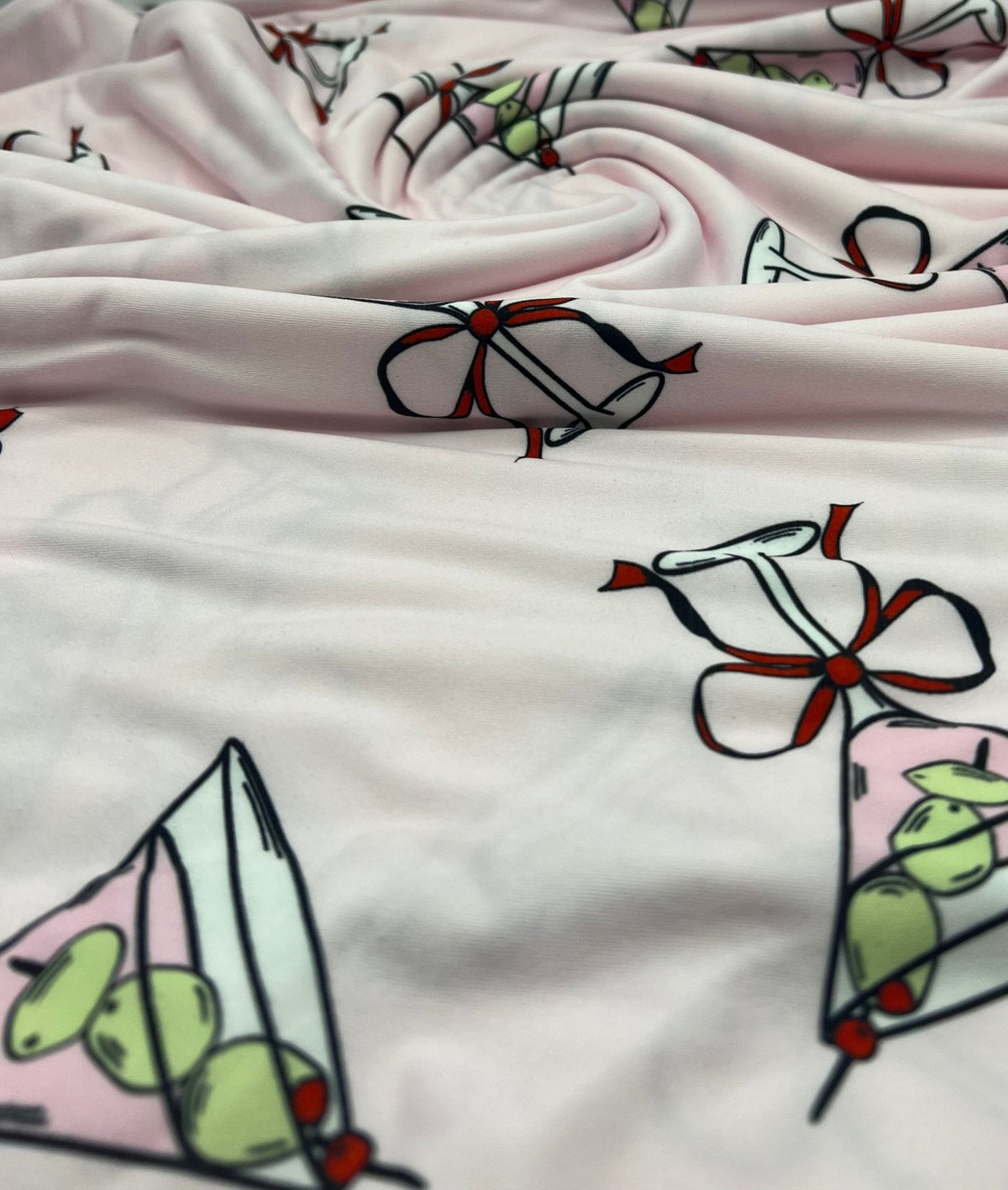 Cocktail Party Super Soft Print Spun Poly Stretch Fabric
