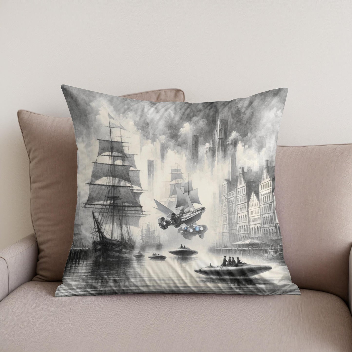Timeless Harbor Echoes Cotton Cushion