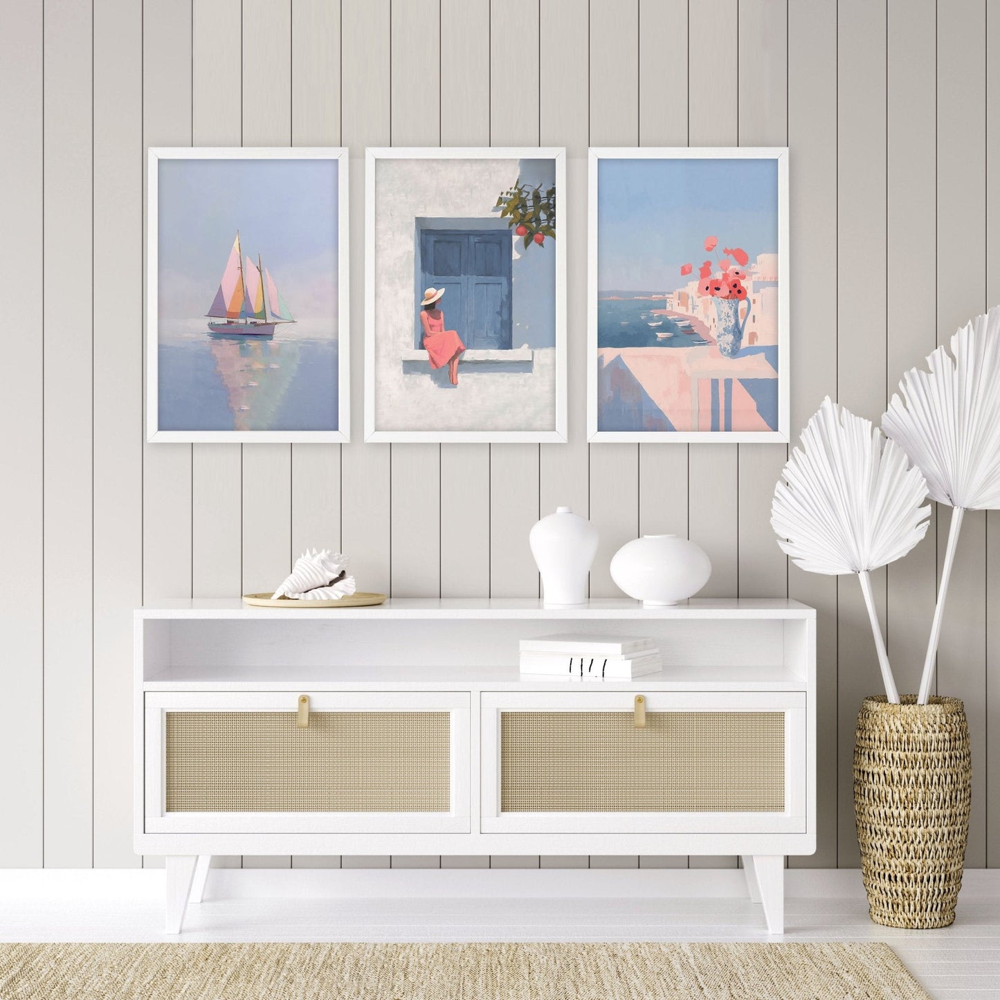 Colorful Living Room Walls | Set of 3 Italian Lifestyle Wall art Prints