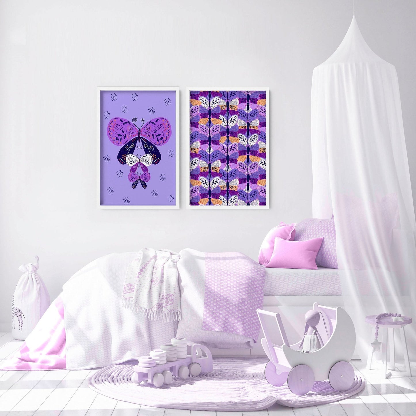 Butterflies wall art | set of 2 Wall art for Nursery