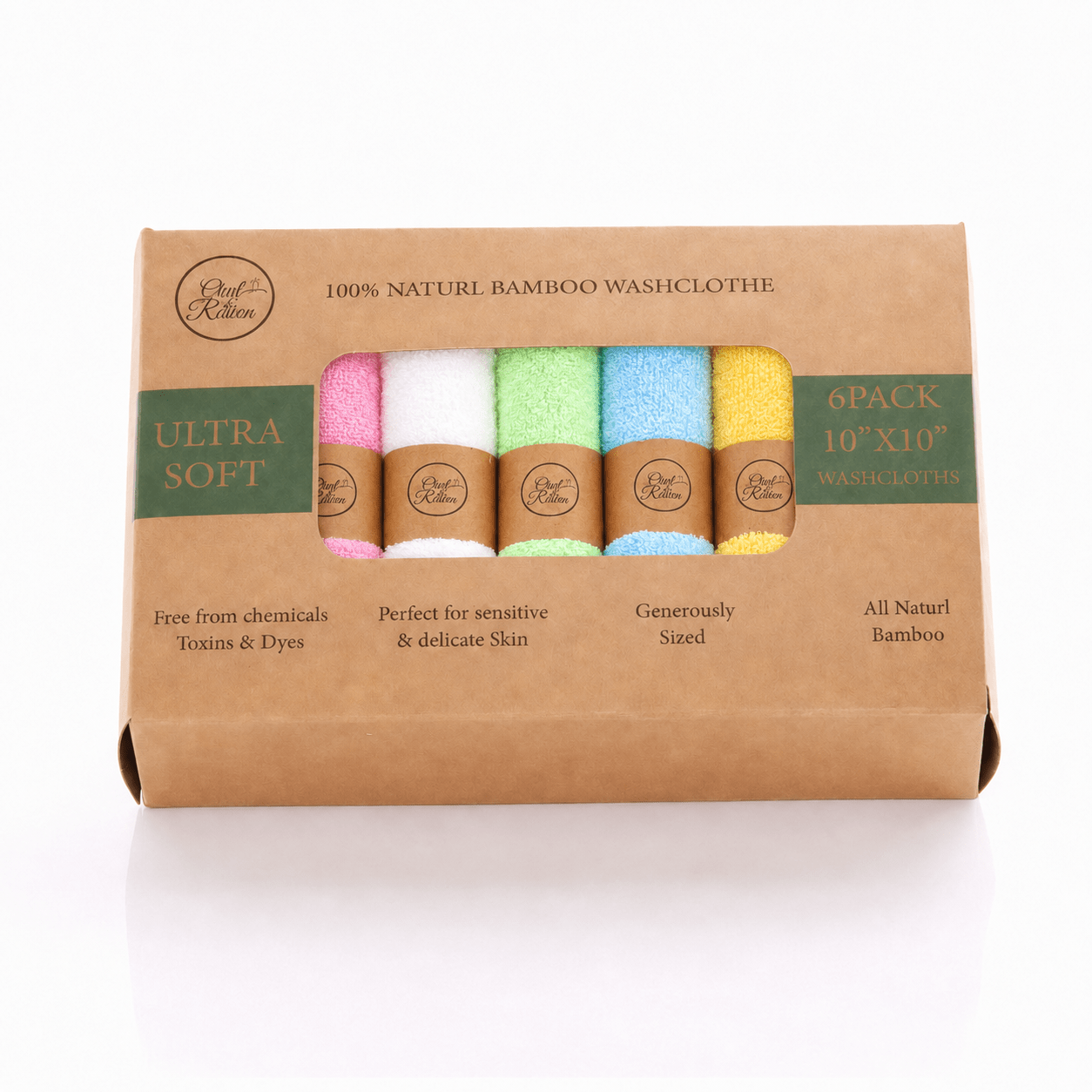 Colourful Organic Bamboo Face Cloths | Luxury Eco Face Cloths | 6 Pack