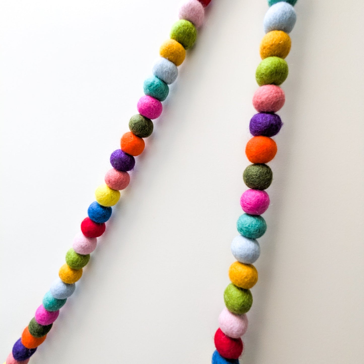 Colourful Felt Ball Garland, Fair Trade Eco Bunting Ethically Handmade in Nepal
