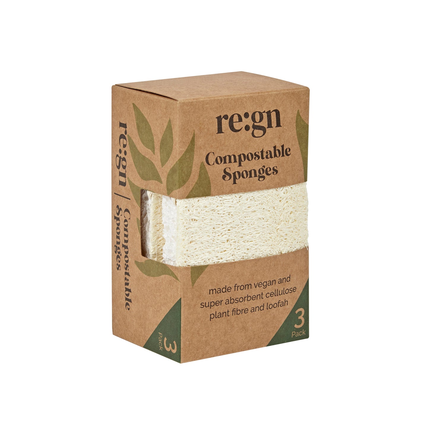 Compostable Kitchen Sponges with Natural Loofah Scourer - 3 Pack