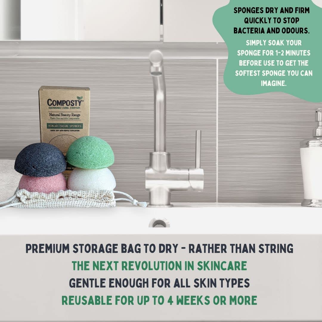 Konjac Facial Sponges – 4 Pack